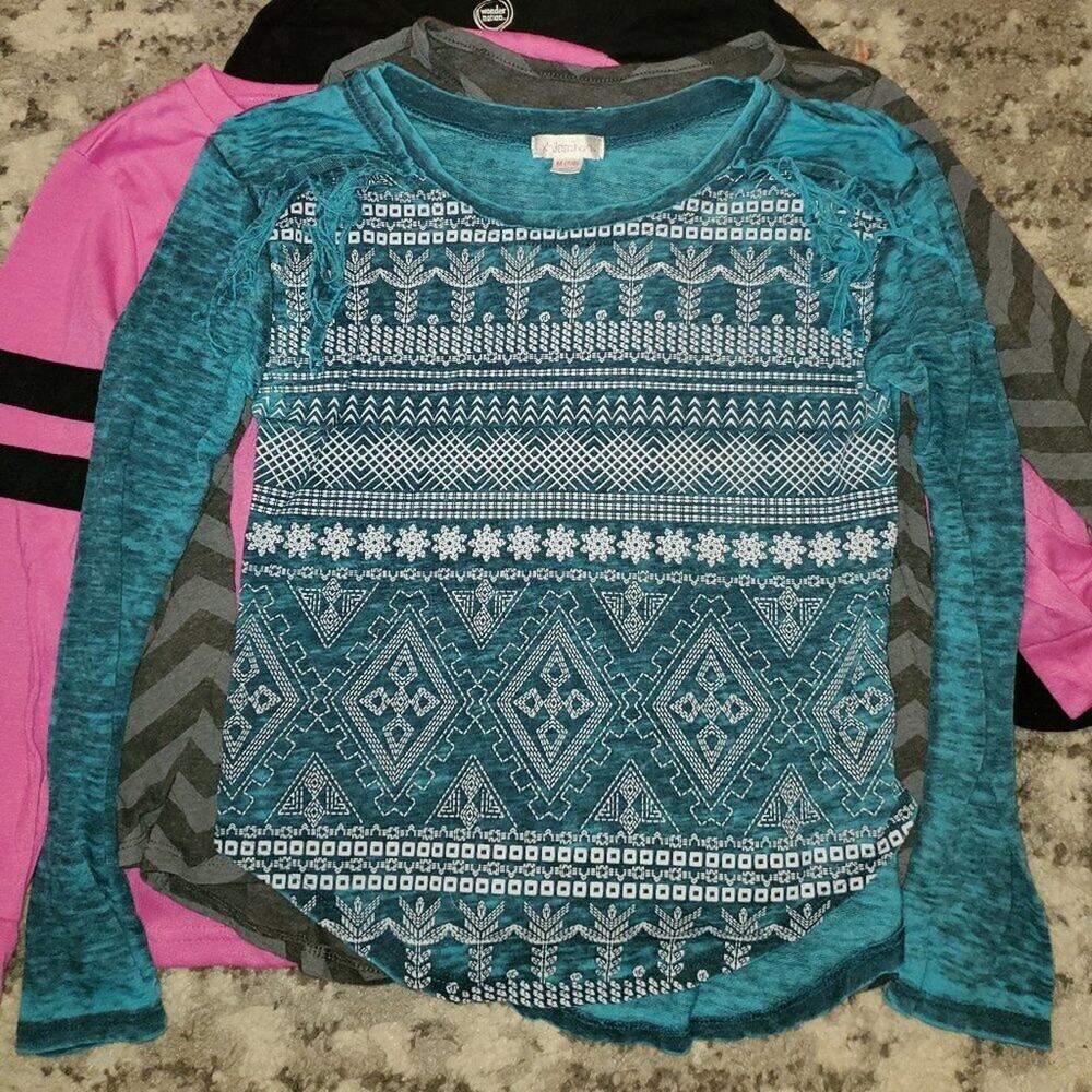 Girls Set of 4 Long-sleeved Tops || 7/8 Med
